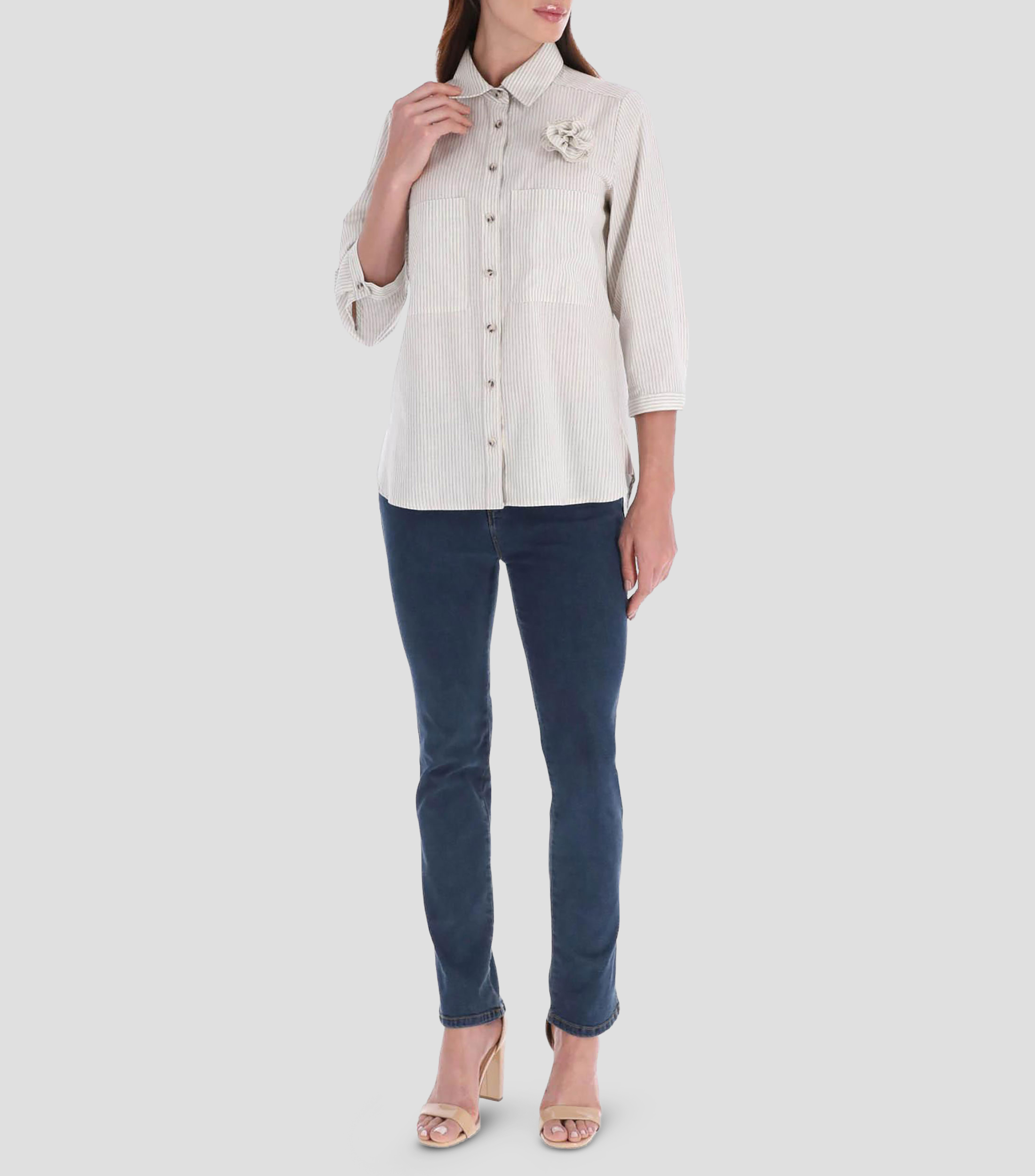 Blusa a rayas manga 3/4 Mujer